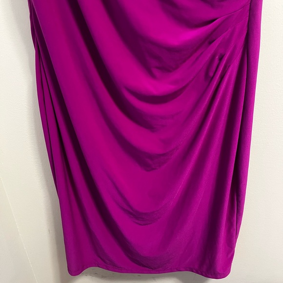 Lauren Ralph Lauren Purple Ruched Cocktail Women's Dress Size 14 Cutout Shoulder - Picture 6 of 9